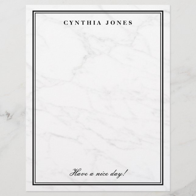 Elegantes Schreibpapier aus weißem Marmor (Vorderseite)