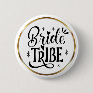Elegantes Schrift-Braut-Tribe-Goldrahmen Button