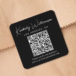 Elegantes Schrift QR-Code Schwarz Danke Quadratischer Aufkleber