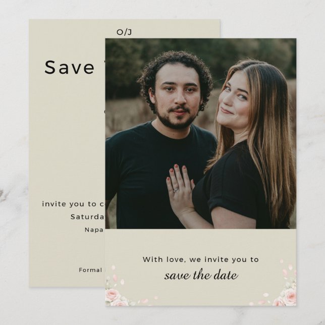 Elegantes Schriftfoto Hochzeit Save-the-Date-Einla Save The Date (Vorne/Hinten)