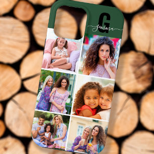 Elegantes Schriftmonogramm 6 Foto Grün Case-Mate iPhone Hülle