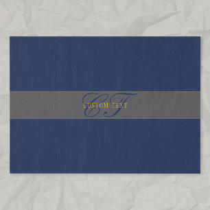 Elegantes Schriftmonogramm Dunkelblaugrau & Gold Seidenpapier