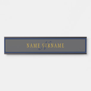 Elegantes Schriftmonogramm Dunkelnavyblau Grau & G Türschild