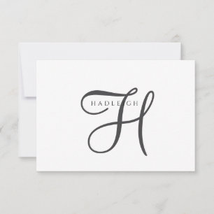 Elegantes Schriftmonogramm Mitteilungskarte