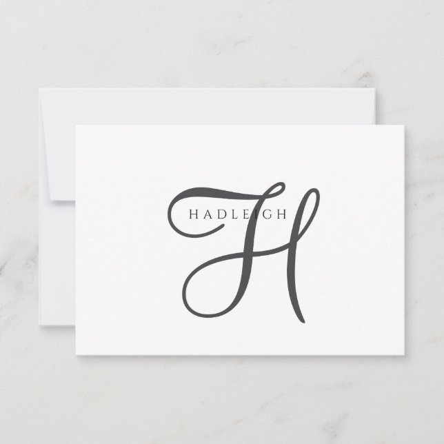 Elegantes Schriftmonogramm Mitteilungskarte (Vorderseite)