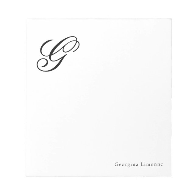 Elegantes Schriftmonogramm personalisiert Notizblock (Vorderseite)