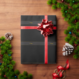 Elegantes Schriftmonogramm Schwarz & Gold Geschenkpapier