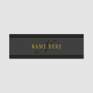 Elegantes Schriftmonogramm Schwarz & Gold Namensschild