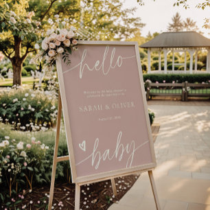 Elegantes Schriftzug Dusty Pink Baby-Shower-Willko Poster