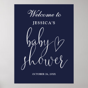 Elegantes Schriftzug-Schild in Navyblau zur Babypa Poster