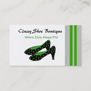 Elegantes Schuhboutique - Schwarz und Grün Visitenkarte