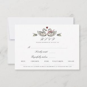 Elegantes Schwan-Paar RSVP Antwortkarte Karte