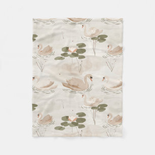 Elegantes Schwanenmuster Fleecedecke