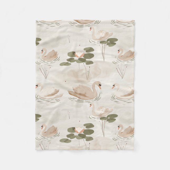 Elegantes Schwanenmuster Fleecedecke (Vorderseite)