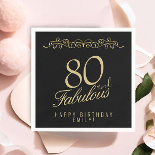 Elegantes Schwarz 80 und Fabulous 80. Geburtstag Serviette