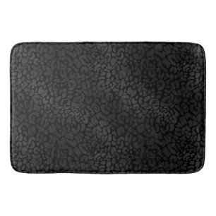 Elegantes Schwarz auf schwarzem Leopard-Tier druck Badematte