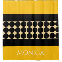 Elegantes Schwarz Beige und gelbe Punkte Monogram