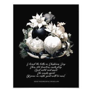 Elegantes schwarz-beiges Weihnachtsgedicht Fotodruck