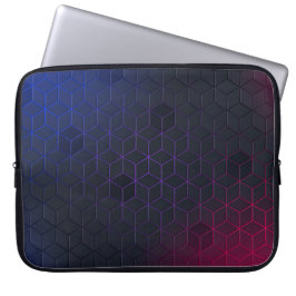 Elegantes Schwarz-Blau-Rot geometrisches Muster Laptopschutzhülle