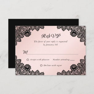 Elegantes Schwarz-Blütenblatt Hochzeit RSVP