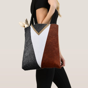 Elegantes Schwarz, Burgund, Weiß, Gold Imitat Lede