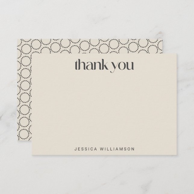 Elegantes Schwarz-Elfenbein-Mid-Mod-benutzerdefini Dankeskarte (Vorne/Hinten)