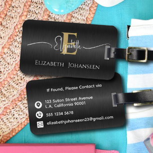 Elegantes Schwarz gebürstetes Metallic Gold Mit Mo Gepäckanhänger