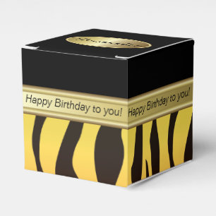 Elegantes schwarz-gelbes Orange Zebra   Geburtstag Geschenkschachtel