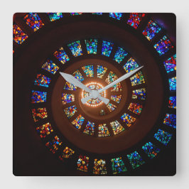 Elegantes schwarz gestanztes Glass Swirl Muster Quadratische Wanduhr