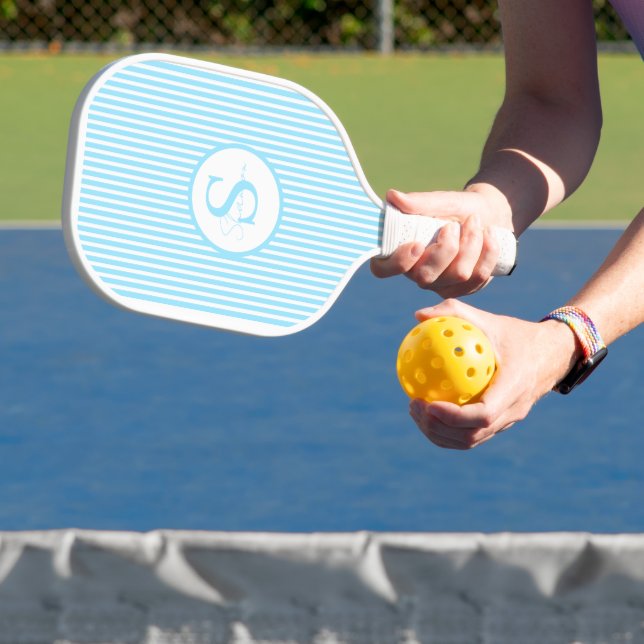 Elegantes, schwarz gestreiftes Monogramm-Picklebal Pickleball Schläger (InSitu)