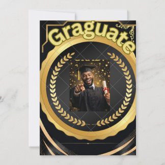 elegantes Schwarz Gold, Abschlussfoto-Vorlage, Ann Einladung