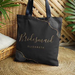 Elegantes Schwarz-Gold-Achat-Dunkel-Brautjungfer