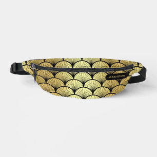 Elegantes Schwarz-Gold-Art-Deco-Muster personalisi Bauchtasche