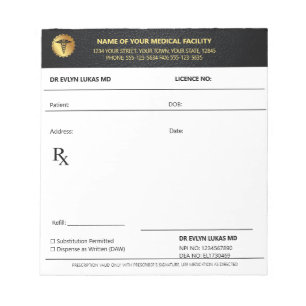Elegantes Schwarz & Gold Caduceus Medizin Emblem R Notizblock