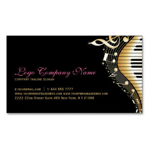 Elegantes Schwarz-Gold-Design mit Noten Magnetische Visitenkarte