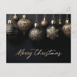 Elegantes Schwarz-Gold Design Weihnachtsschmuck Feiertagspostkarte