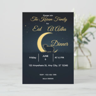 Elegantes Schwarz-Gold-Eid-al-Adha-Abendessen Einladung