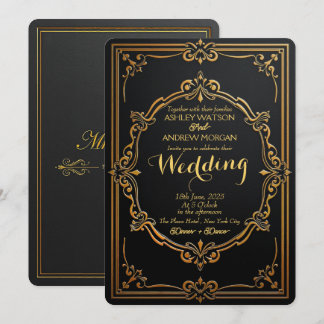 Elegantes Schwarz-Gold-Einladungs-Template Einladung