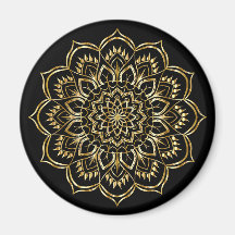 Elegantes Schwarz-Gold-Floral Mandala Muster