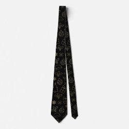Elegantes Schwarz-Gold Foil Weihnachtsmuster Krawatte