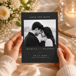 Elegantes Schwarz-Gold-Foto Save The Date