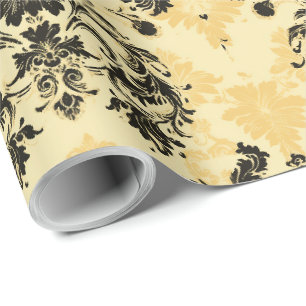 Elegantes Schwarz-Gold-französisches Muster Geschenkpapier