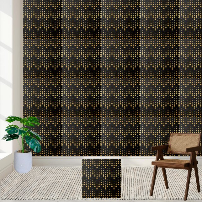Elegantes Schwarz-Gold Geometrisches Hexagon-Tile Fliese (Elegant Black and Gold Geometric Hexagon Tile)
