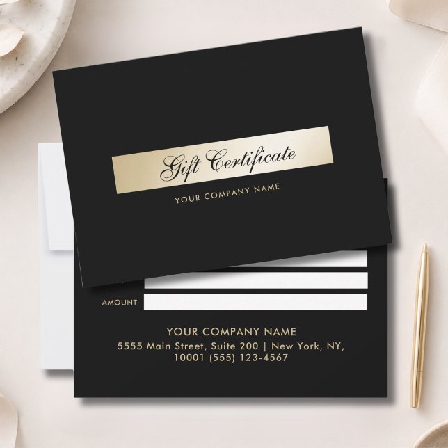 Elegantes Schwarz-Gold-Geschenkgutschein (Elegant Black Gold Gift Certficate)