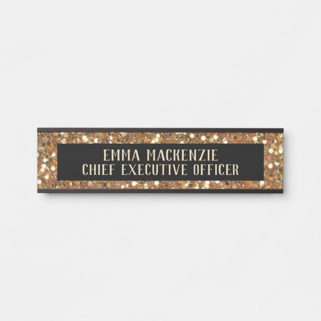 Elegantes Schwarz-Gold-Glam-Namensschild - Türschi Türschild (Vorderseite )