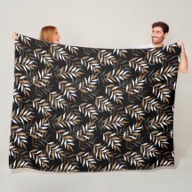 Elegantes Schwarz-Gold-Glitzer-Blätter-Muster