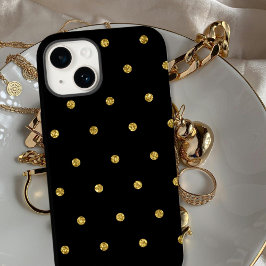 Elegantes Schwarz-Gold-Glitzer-Punktmuster Case-Mate iPhone 14 Hülle