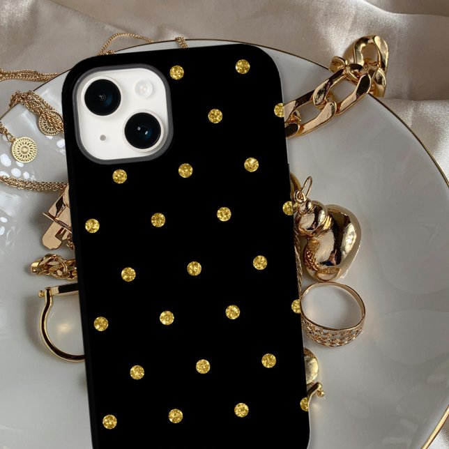 Elegantes Schwarz-Gold-Glitzer-Punktmuster Case-Mate iPhone Hülle (Von Creator hochgeladen)