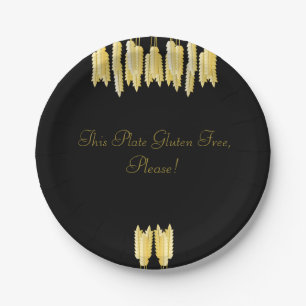 Elegantes Schwarz & Gold Gluten frei, bitte! Telle Pappteller