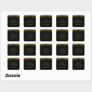 Elegantes Schwarz-Gold-Hajj-Mubarak Quadratischer Aufkleber